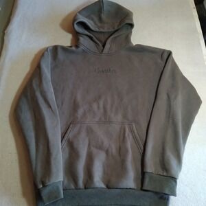 Comfrt Mens Embroidered Logo Hoodie Gray Cotton Blend Pullover Size Medium